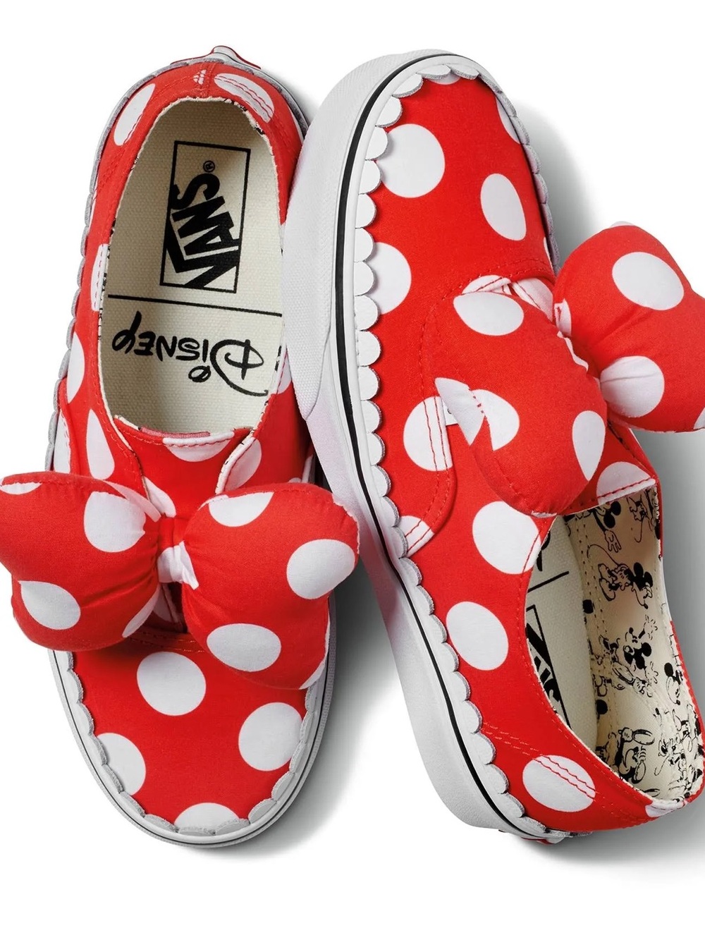 Vans Disney Minnie Mouse Bow 13 Kids Red Polka Dot Bow Slip-On Sneakers